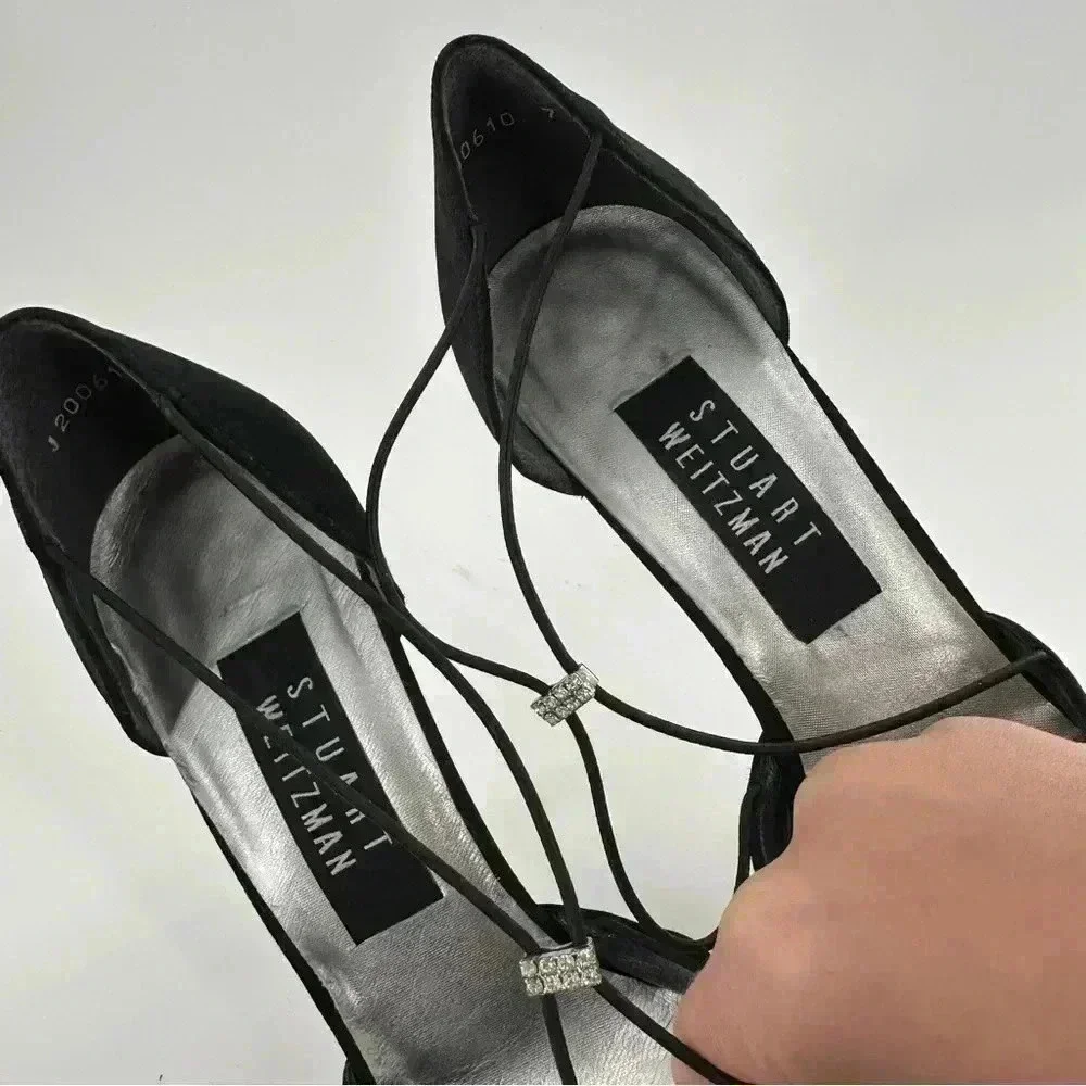 Stuart Weitzman heels 7 black gem mother of the bride formal party holiday